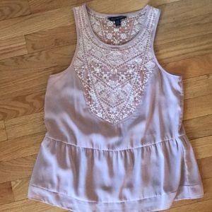 Pink and lace peplum top